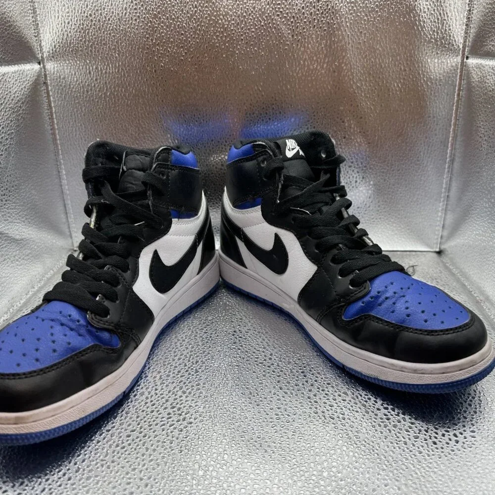 Size 7 - Nike Air Jordan 1 Retro High OG White Black‎ Blue Mens Athletic Sneaker